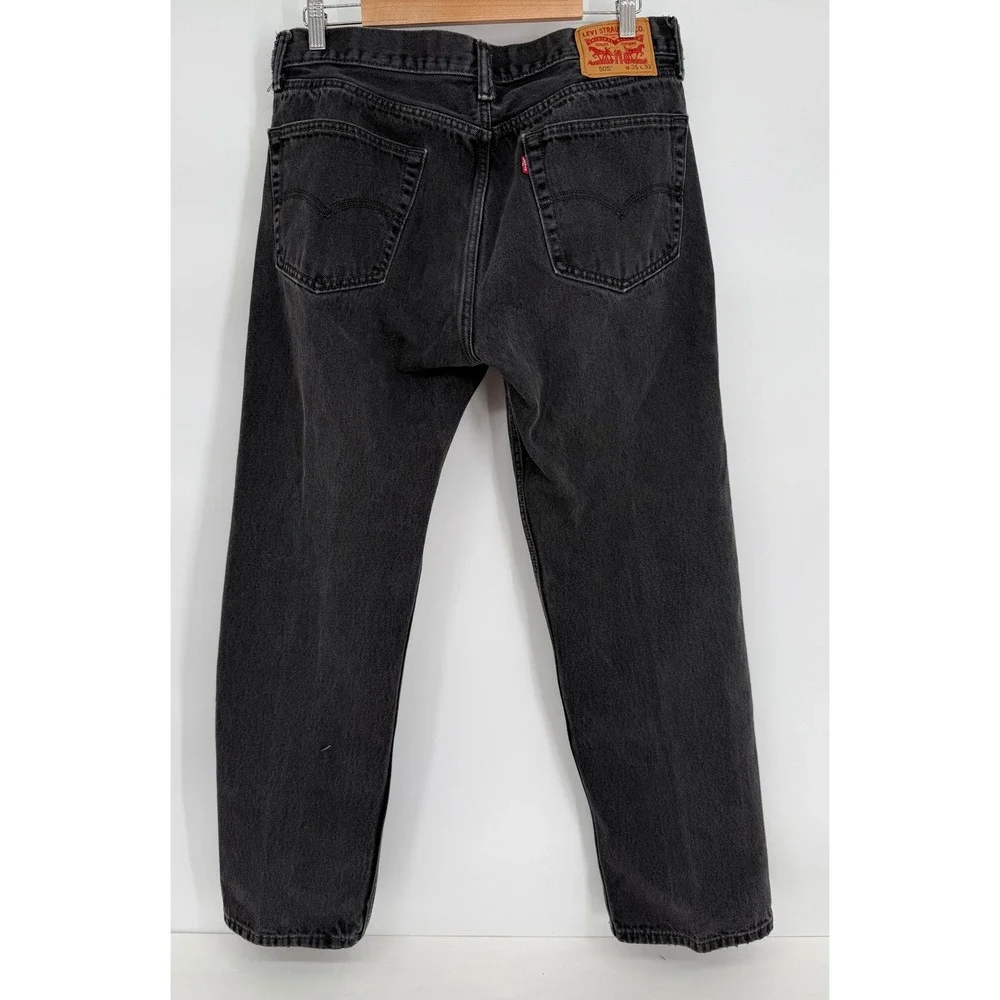 Levis 505 Regular Fit Mens Black Straight Leg Denim Jeans Sz 34x32